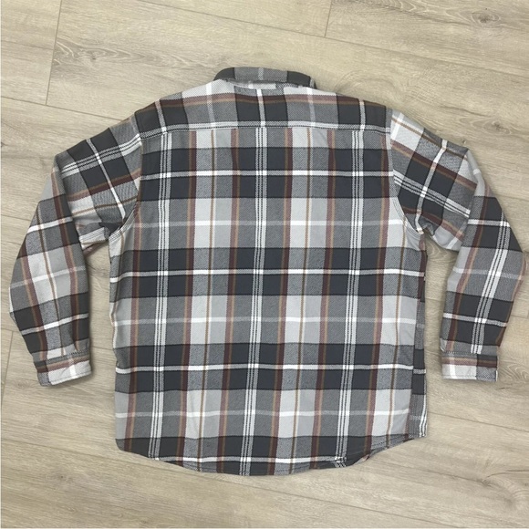 Men's Lands End Charcoal Plaid Heavy Weight Rugged Flannel Shirt XL - Picture 3 of 6